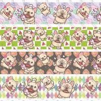1 12 french bulldog ribbon for lanyard diy bow key fobs gift wrap dog collars and leashes printed on grosgrain or satin