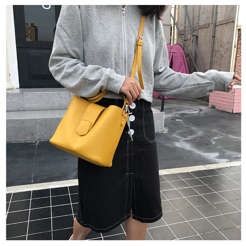 Однотонная женская кожаная сумка модные женские сумки через плечо большая