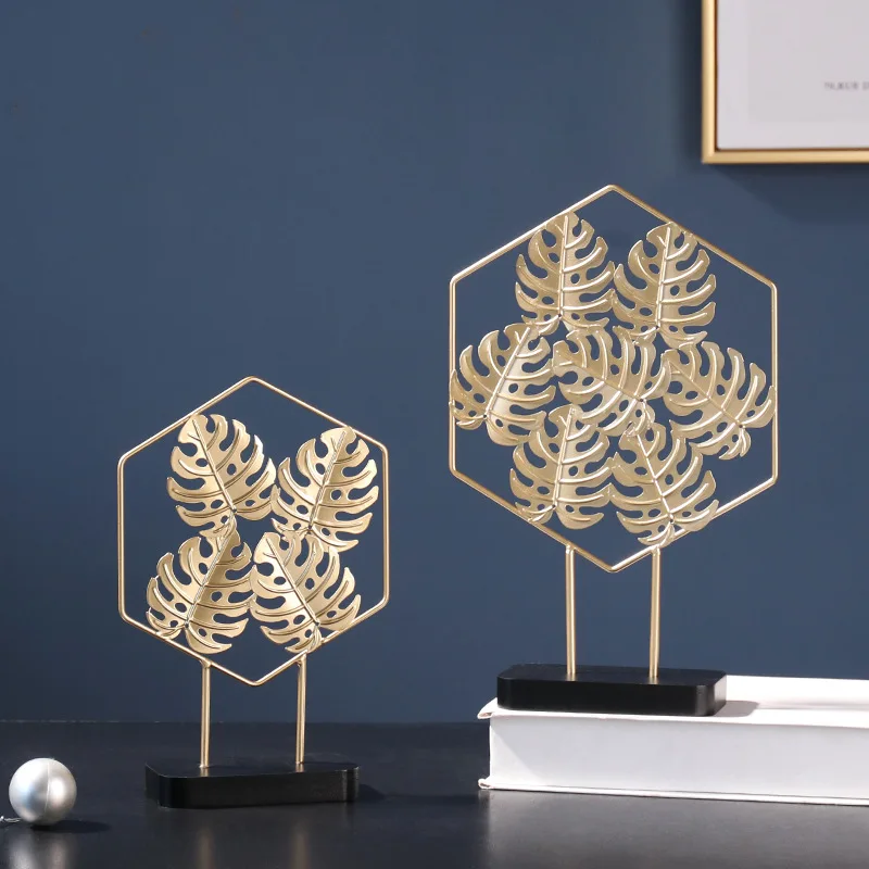 

Nordic Light Luxury Golden Turtle Back Leaf Iron Art Decoration Creative Home Living Room Wine Cabinet Porch Desktop Decoration