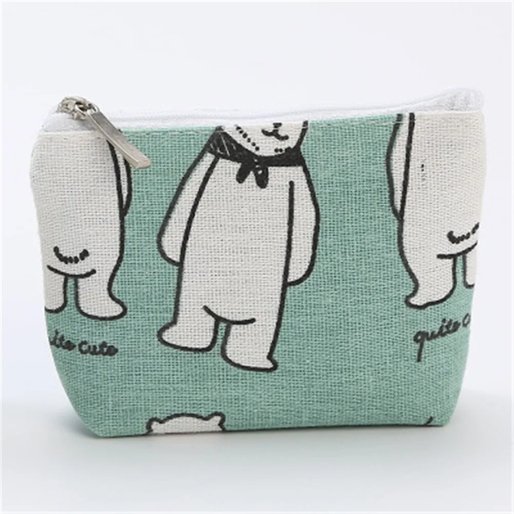 Новый корейский хлопковый и льняной Кошелек для монет тканевый кошелек с принтом