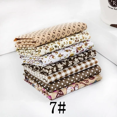 7 7pcs 25X25cm 25x25 см или 10x10 см хлопчатобумажная ткань с принтом для шитья стеганые ткани для лоскутного рукоделия аксессуары ручной работы T7866 - Цвет: 7 7pcs 25X25cm
