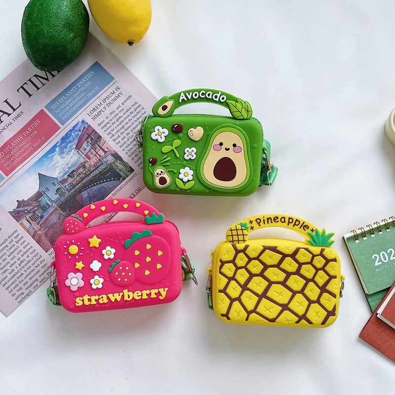 Silica Gel Baby Girls Mini Shoulder Crossbody Bags Summer Fashion Children Coin Purse Handbags Fruit Pattern Kids Messenger Bag