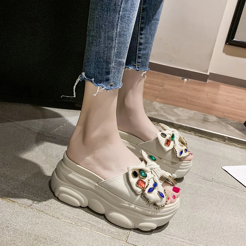 Сланцы женские на танкетке высотой 9 см/3 5 дюйма | Обувь