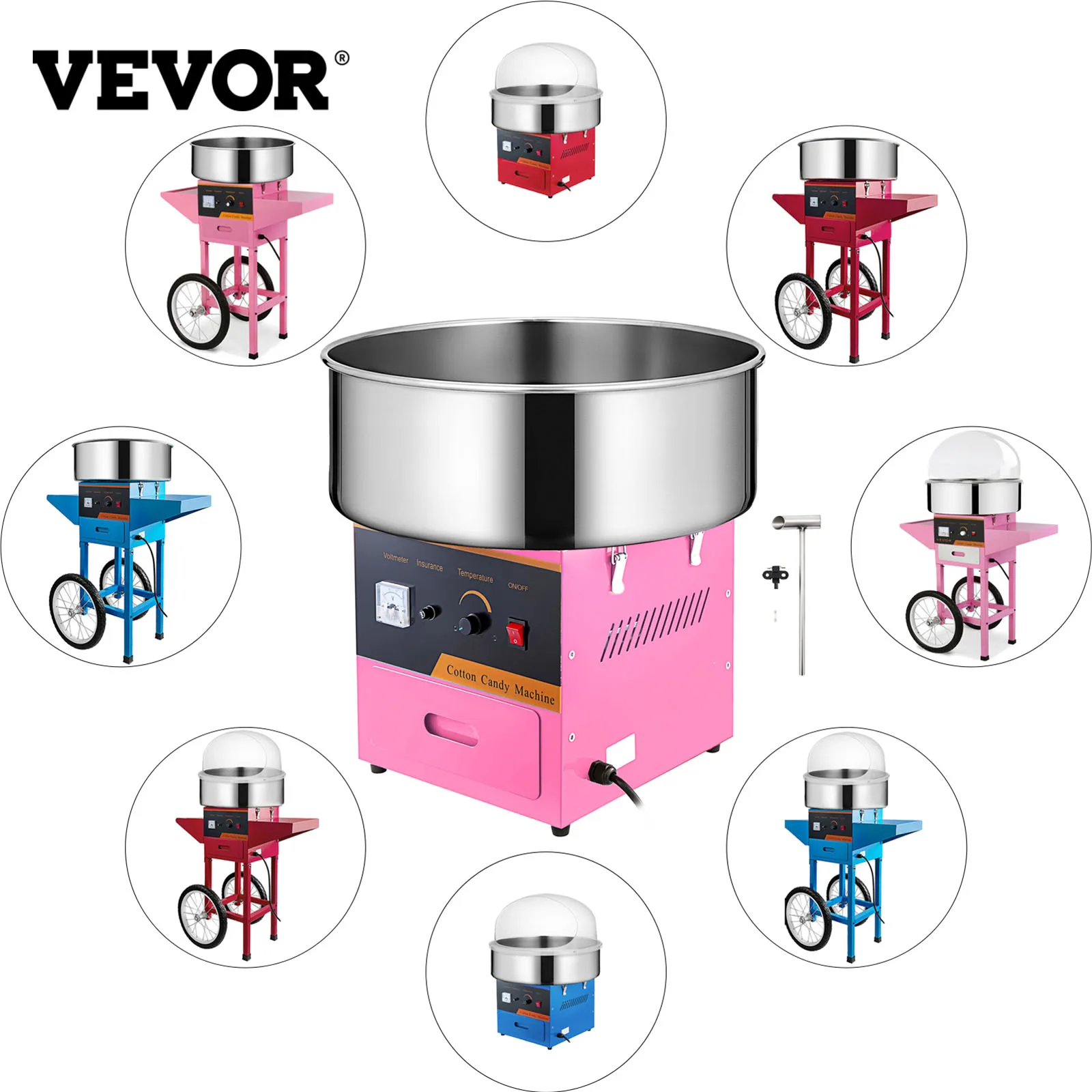 

VEVOR 21“ Electric Sweet Cotton Candy Machine Fully Automatic Marshmallow Flower Fancy Sugar Floss for Kid Parties Commercial