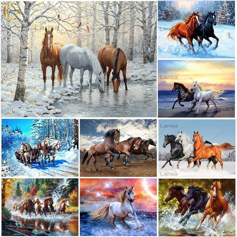 

5D Diamond Painting Horse Cross Stitch Kit Full Drill Diamond Embroidery Animals Mosaic Art Picture of Rhinestones Home Decor