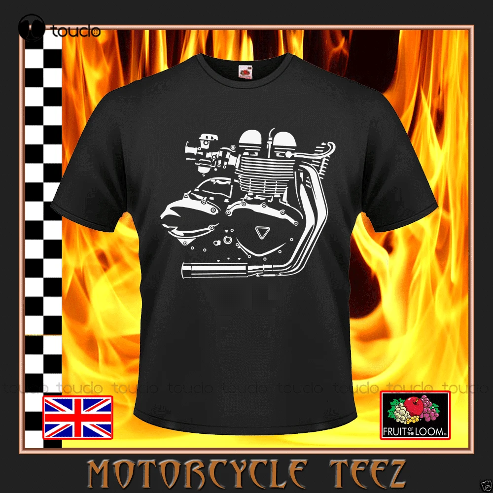 

Летняя хлопковая футболка с коротким рукавом, thruкстон 900 865 Twin Engine - Cafe Racer-Rocker-качественная футболка для байкеров