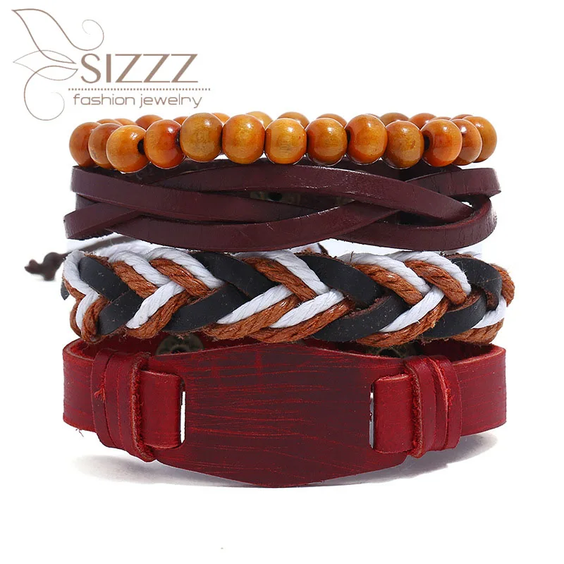2019 Новый Ретро тканый 4 шт набор кожа Европа и Америка diy браслет браслеты для