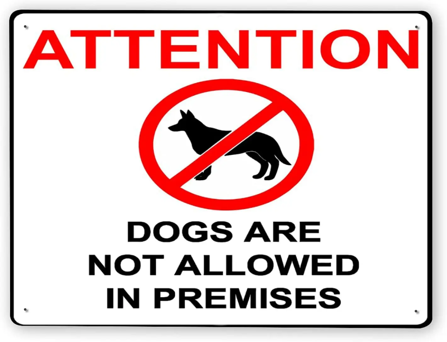 

7503 Warning Sign,Attention Dogs are Not Allowed On Premises Square Sign,Tin Aluminum Metal Decor Painting Traffic Warning Sign