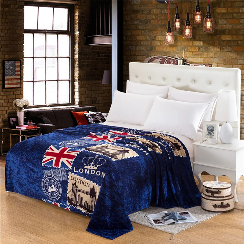 Юнион Джек одеяло удобный Элегантный Синий принт плед фланелевые одеяла мягкие