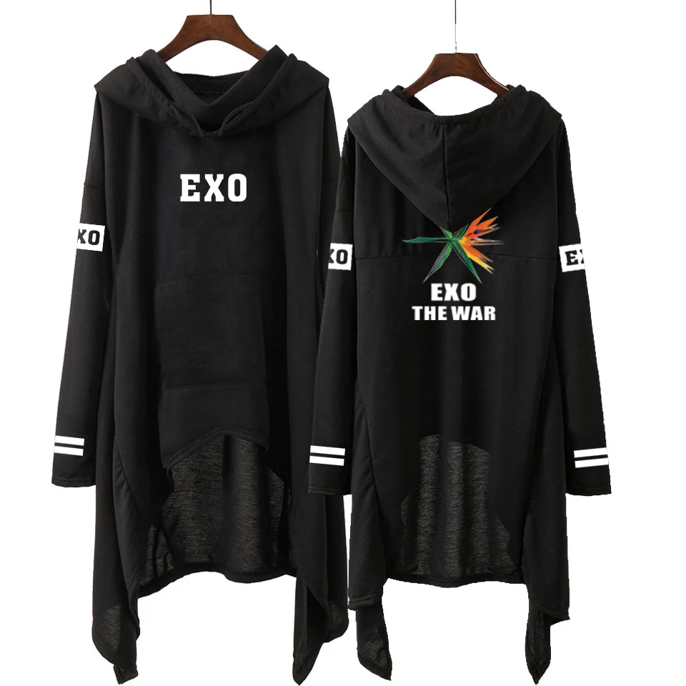 Kpop EXO/новые модные корейские толстовки EXO DO LAY SE HUN KAI пой FOR YOU EXO длинная юбка женские толстовки Harajuku Пуловеры для девочек