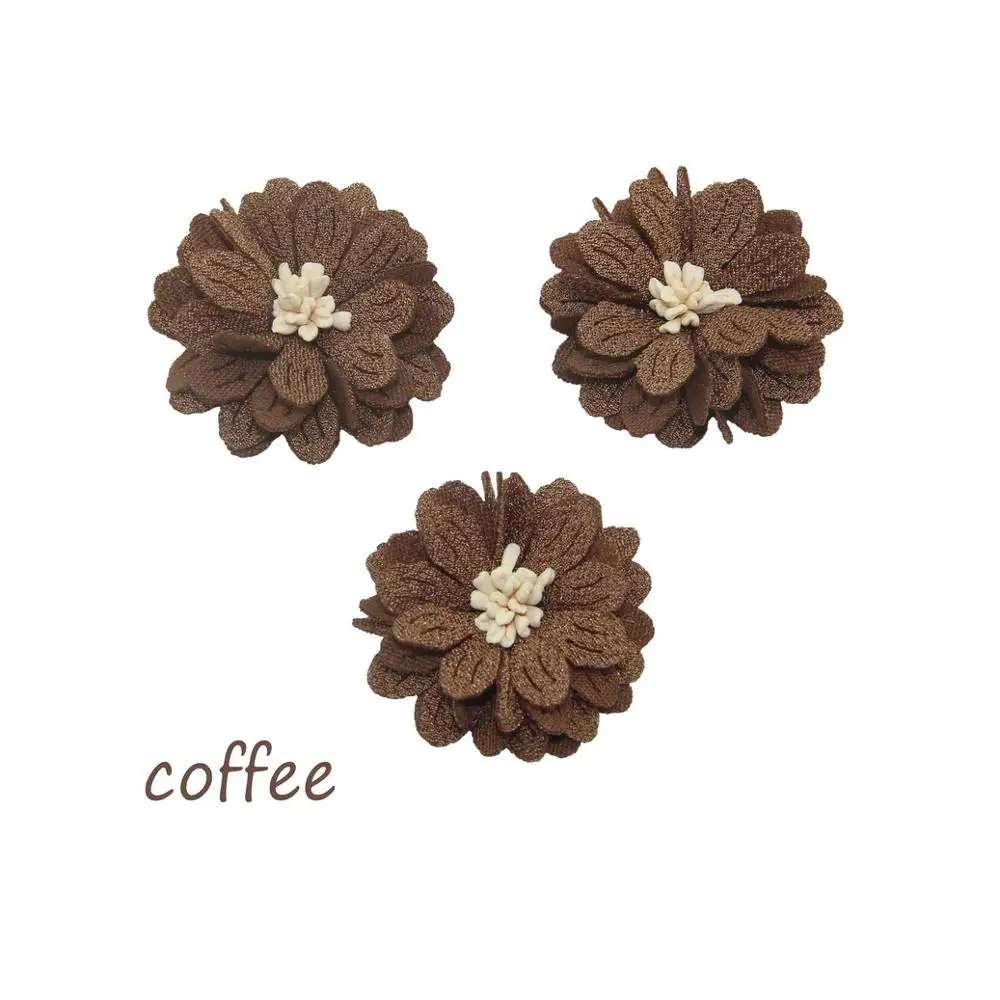 coffee 4,5 см 12 шт./пакет искусственный цветок ремесло ткани на платформе с цветочным принтом повязка на голову, для самостоятельного изготовления букет невесты украшения - Цвет: coffee