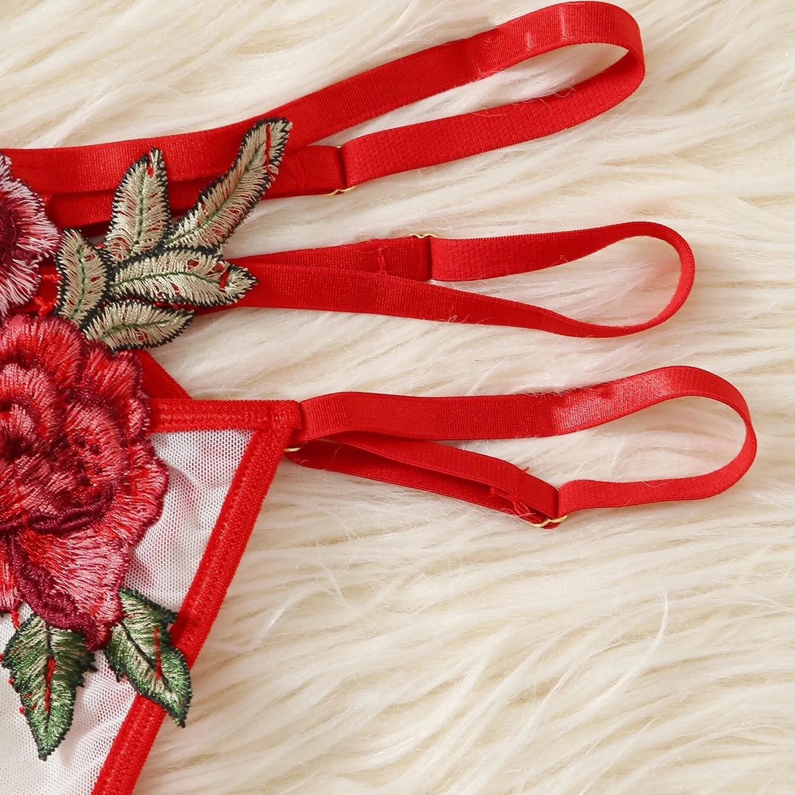 

Sexy Bra Lingerie Sets Women Erotic Rose Embroidery Bralette Lace Sexy Lingerie Perspective Babydolls Underwear Ladies Thong Set