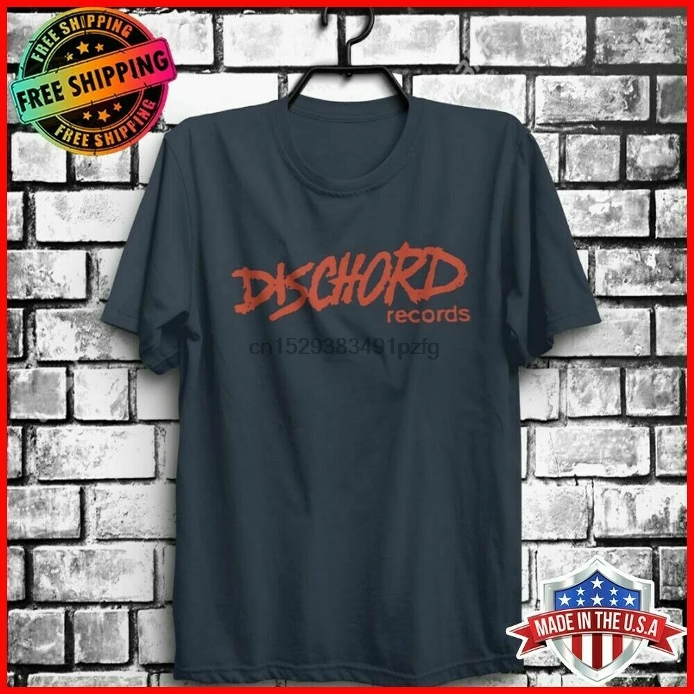 Бесплатная доставка футболка с надписью DISCHORD темно синяя хлопковая унисекс S 5XL