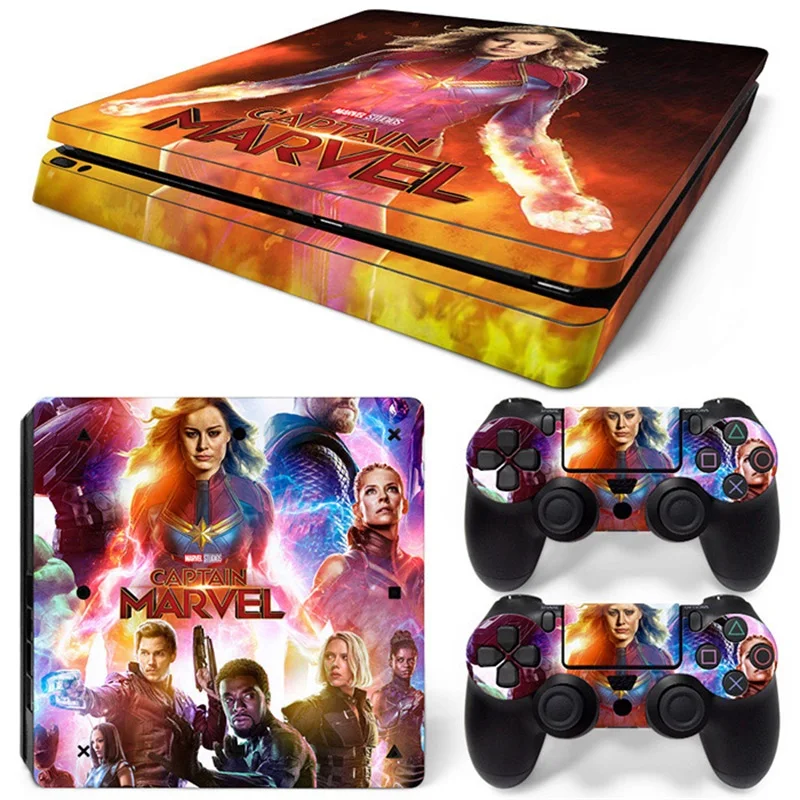 Виниловая наклейка Marvel Avengers для консоли PS4 Slim и 2 контроллера|Наклейки| |