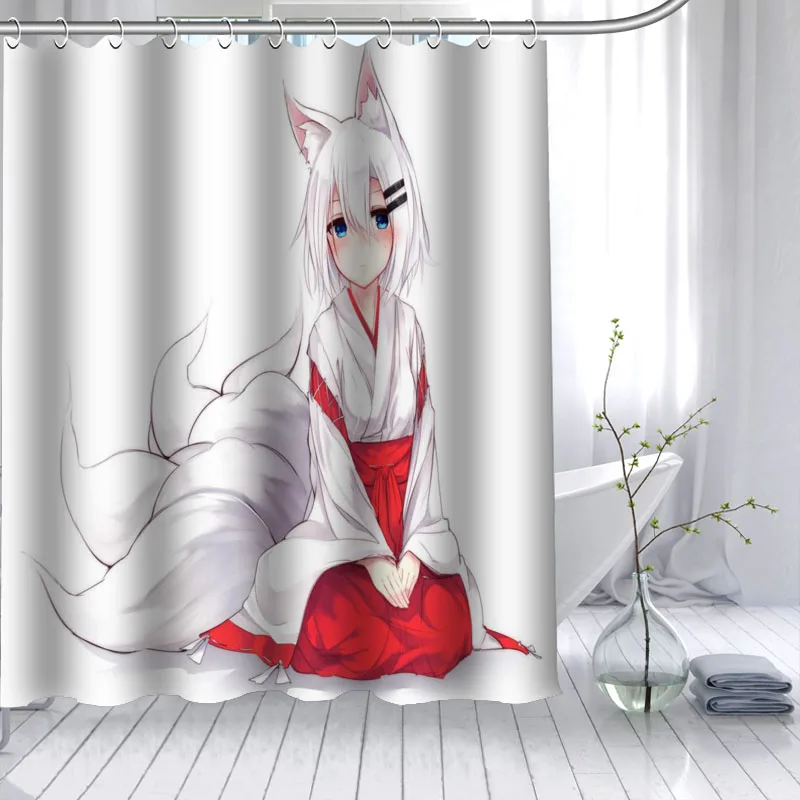 Горячая Распродажа Lil fox аниме девушка мультфильм пользовательские занавески для душа 3D Водонепроницаемый полиэстер ткань для ванной занавес 12 крючков для ванной комнаты - Цвет: 10