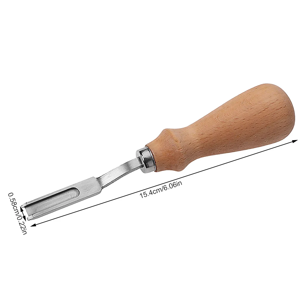 

Leather Edge Beveler Trimming Edge Leather DIY Stainless Steel Crafting Tool with Wooden Handle