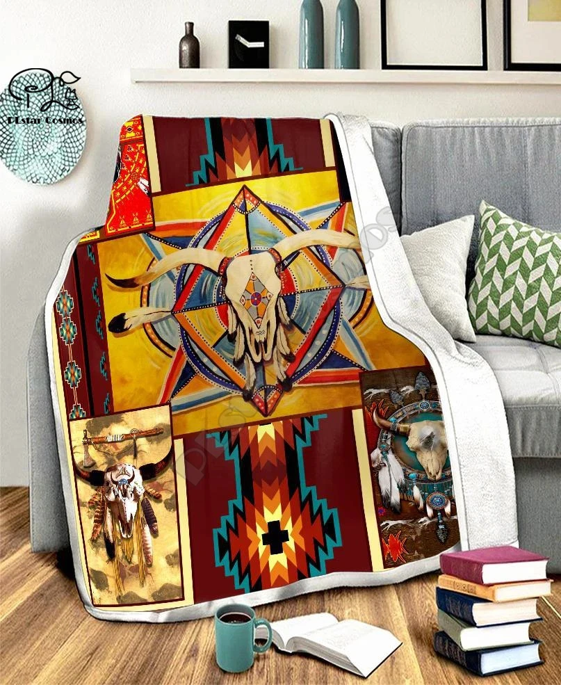 

Native Buffalo Pattern fashion Hooded Blanket 3D full printed Wearable Blanket Adults/Child Fleece Blanket