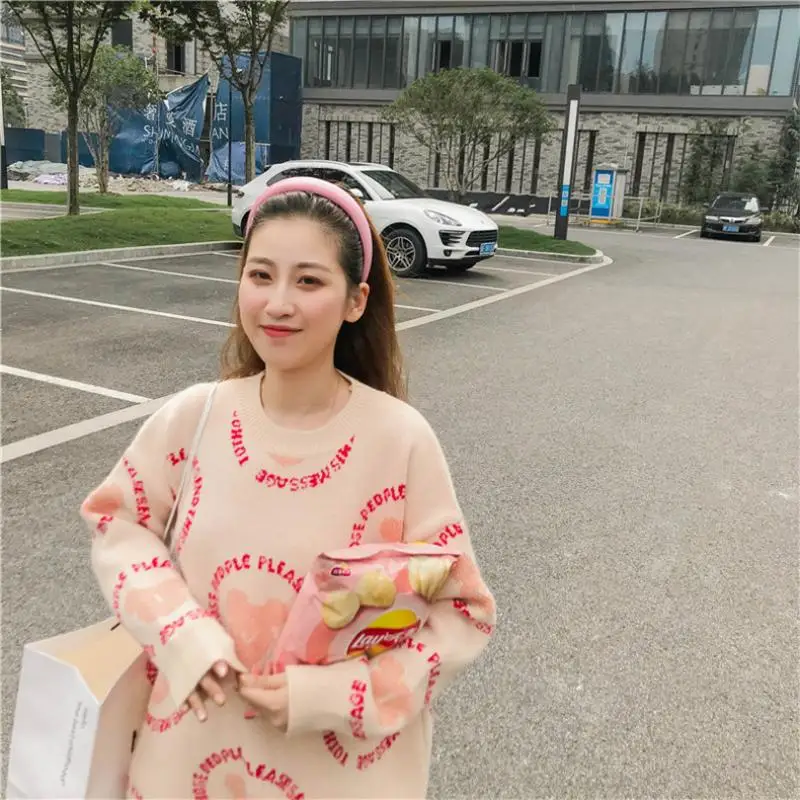 

Net celebrity spring and autumn new loose pullover cartoon round neck sweater women pullover sweater women Korean outer wear swe