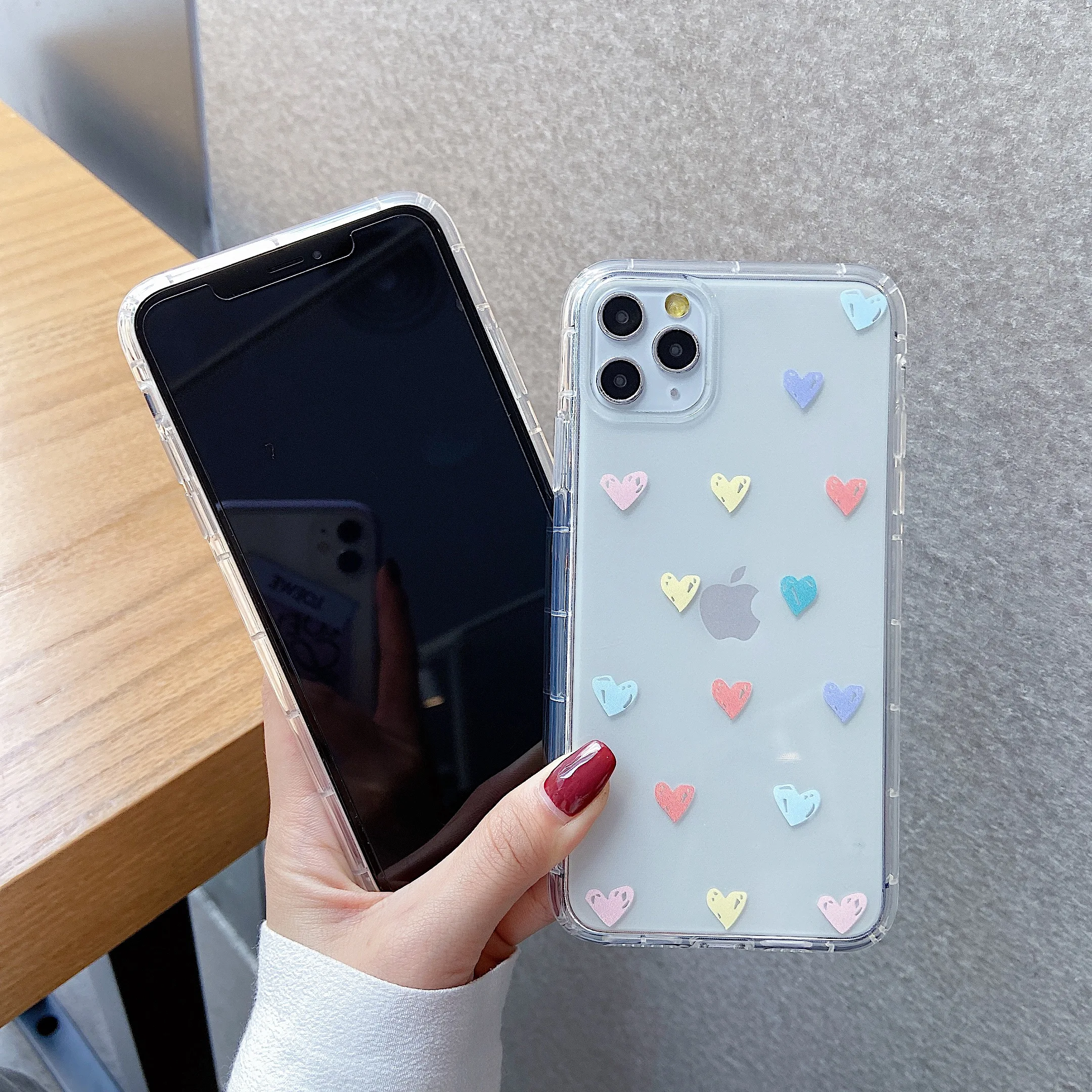 

Luxury Colorless Transparent Heart-shaped Case For iPhone 11 Pro X XR XS Max 7 8 6 6s Plus SE2020 Soft Silicone Phone BacK Capa