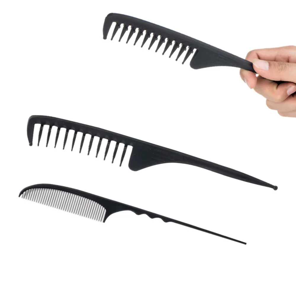 

2PCS Salon Comb Carbon Fiber Hair Brush Styling Hairdressing Hair Comb with Fine Tail Roughing Tail