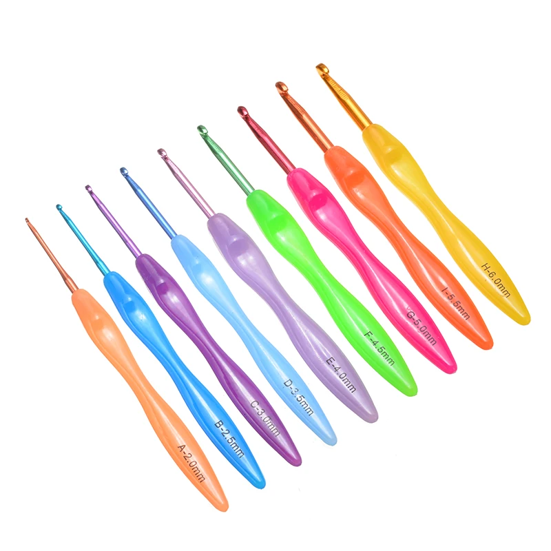 9 шт Новый разноцветный крючком спицы 2 0 мм-6 мм Алюминиевый Комплект крючков для