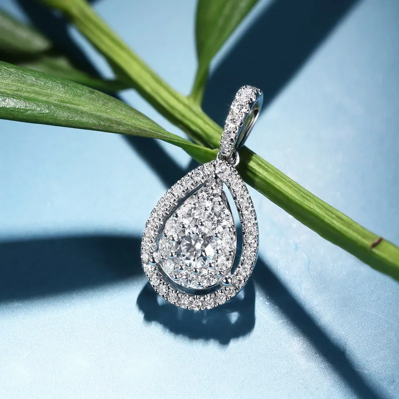 Huitan Капля воды микро выложенный CZ Нежный кулон ожерелье женское ювелирное