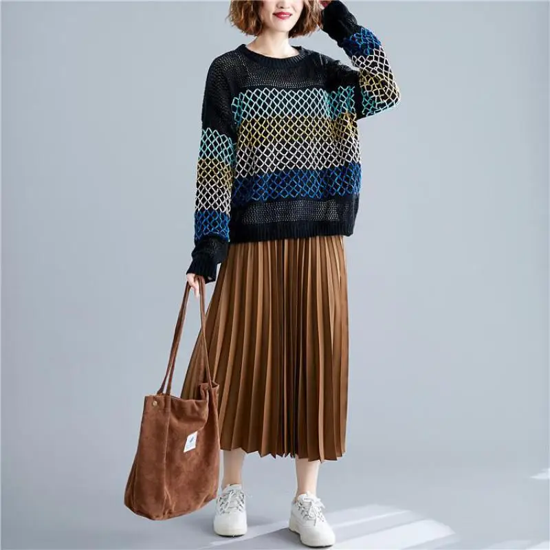 Новинка 2019 года. Повседневный Однотонный женский свитер с круглым вырезом и