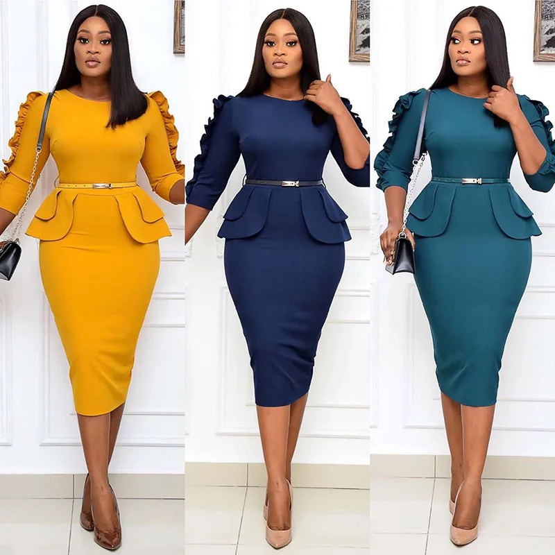 

BAZIIINGAAA Plus Size Evening Dresses Women With Long Sleeve V Neck Polyester Fabric is Stretch Fashion Women Clothes Dresses