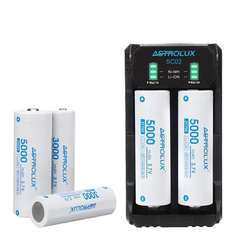

ASTROLUX SC02 Тип-C QC 3,0 USB фонарик Батарея Зарядное устройство двойного слота для литий-ионный Тип/IMR/INR/ICR/Ni-Cd 21700 18650 26650