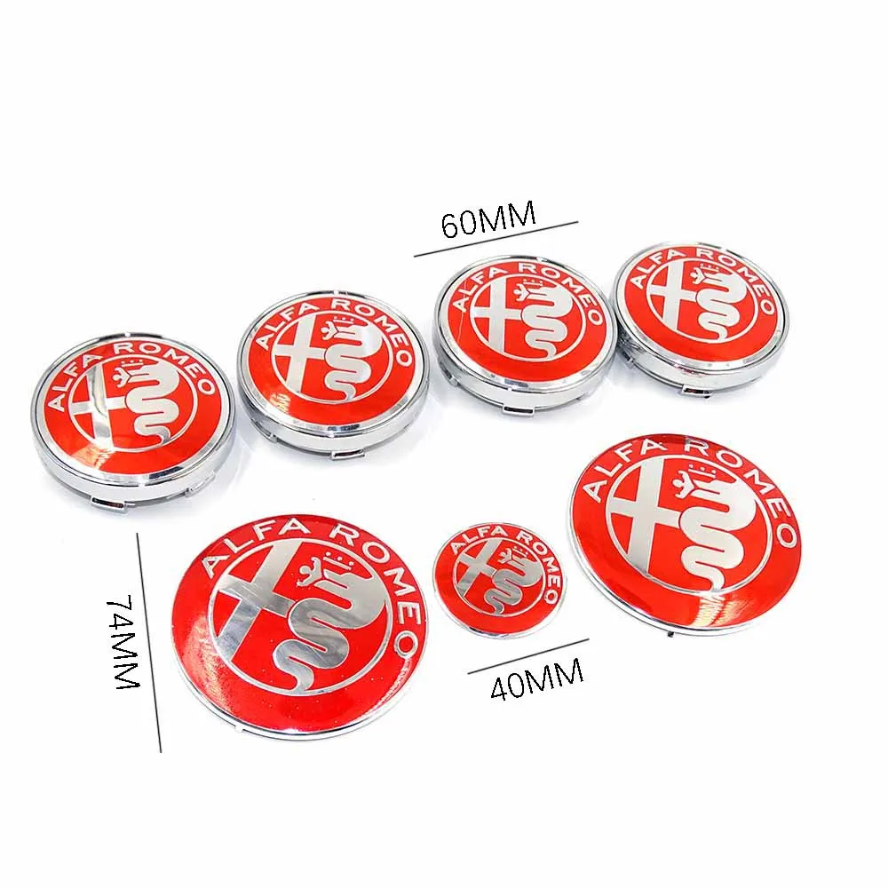 7pcs/lot ALFA ROMEO Logo sticker Hood Trunk Emblem+ Steering Wheel Badge+ 60mm Hub Center Caps for Mito 147 156 159 166 | Автомобили и