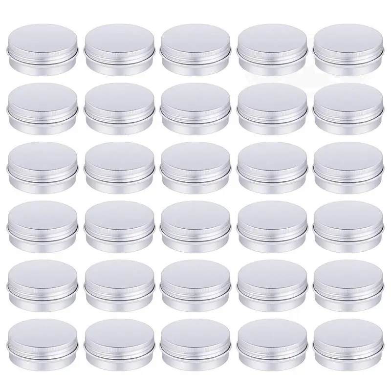 

30 Pack Screw Top Round Metal Lip Balm Tins Containers Lids (1oz)