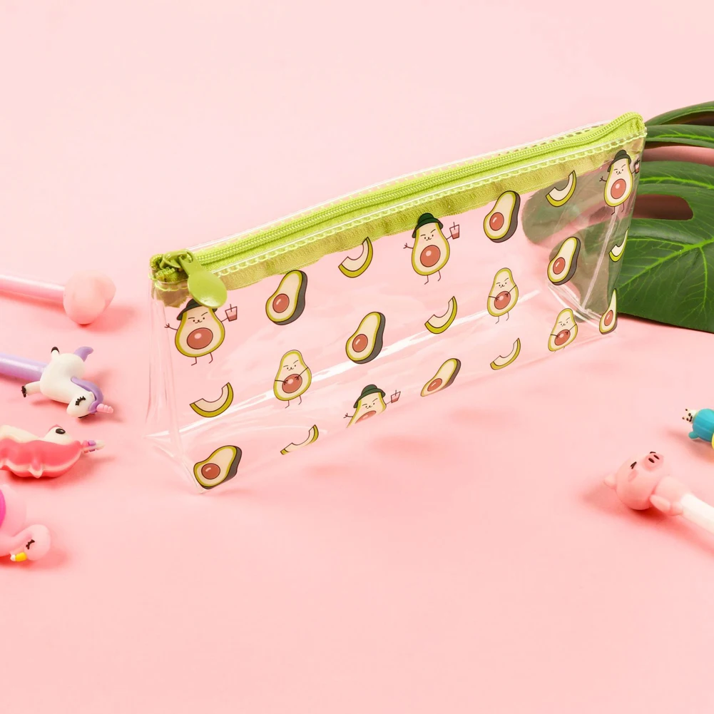 Новинка милый чехол для карандашей с авокадо прозрачный школьный пенал