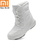Женские зимние ботинки Xiaomi, зимние белые ботинки для снежной погоды, водонепроницаемые Нескользящие качественные плюшевые ботильоны с высоким берцем