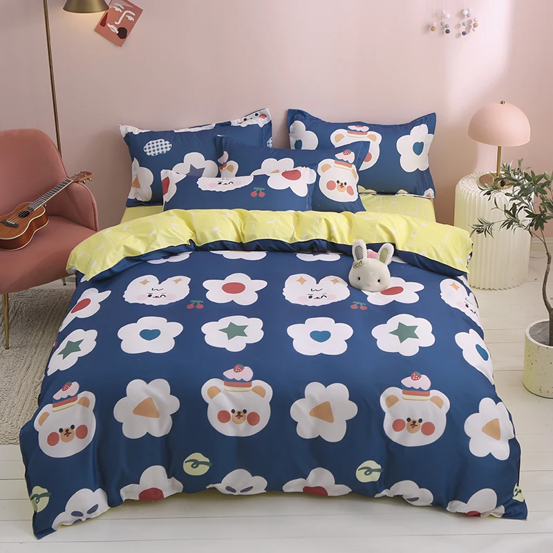 

Home Textile Cotton Bedding Set Flat BedSheet Pillowcase Bedclothes Bed Linen Queen King Size 3 Or 4Pcs Linge De Lit 2 Personnes