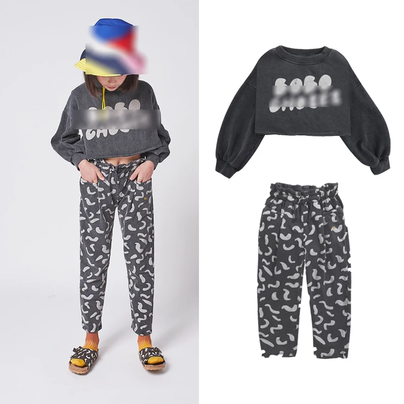 

Детский хлопковый свитер с буквенным принтом, осень 2021