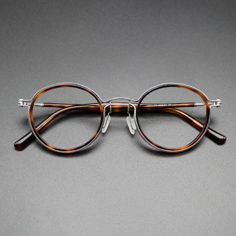 Titanium Glasses Frame Men Retro Vintage Round Prescription Eyeglasses 2021 New Women Optical Korean Acetate Eyewear