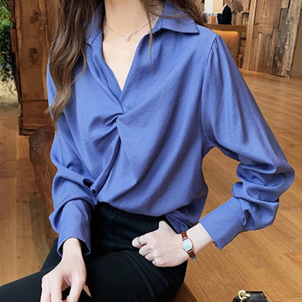 Элегантные женские 2019 Новые повседневные уличные Однотонные блузки модные витые