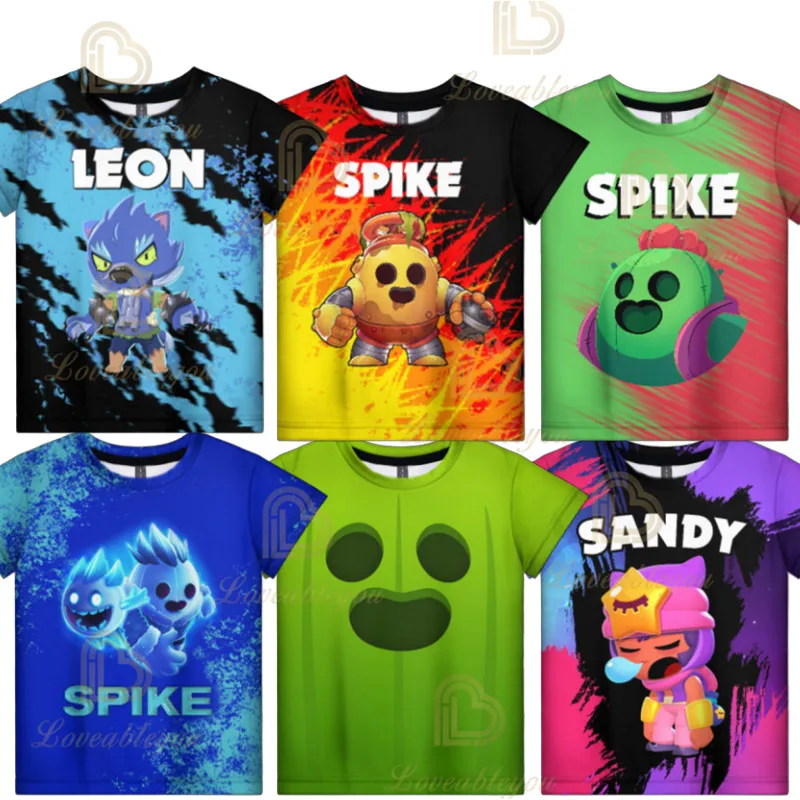 

Stars Clothes T Shirt for Boy Leon Spike Crow Surge Sandy Max El Primo Game Tshirt Tops Tees Kid Children Men Clothing