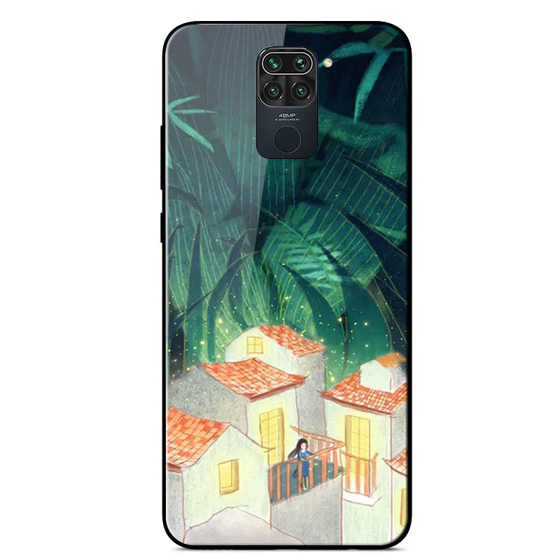 

For Xiaomi Redmi Note 9 Case Fashion Tempered Glass Hard Phone Case For Redmi Note 9 10X 4G Colorful Painted Protective Cover