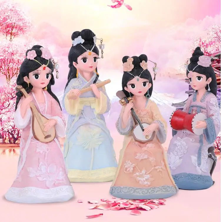 

Chinese ancient girl's Qin, chess, calligraphy and painting ornaments Hanfu Princess ornament bedroom table top ornament girl's