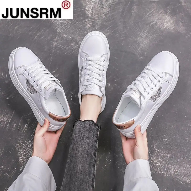 

Spring Women Casual Shoes Women Sneakers Fashion Breathable PU Butterfly pattern Platform White Women's Vulcanized Shoes