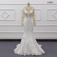 lh001 real photo crystal design wedding dress bridal gown champagne mermaid wedding dresses