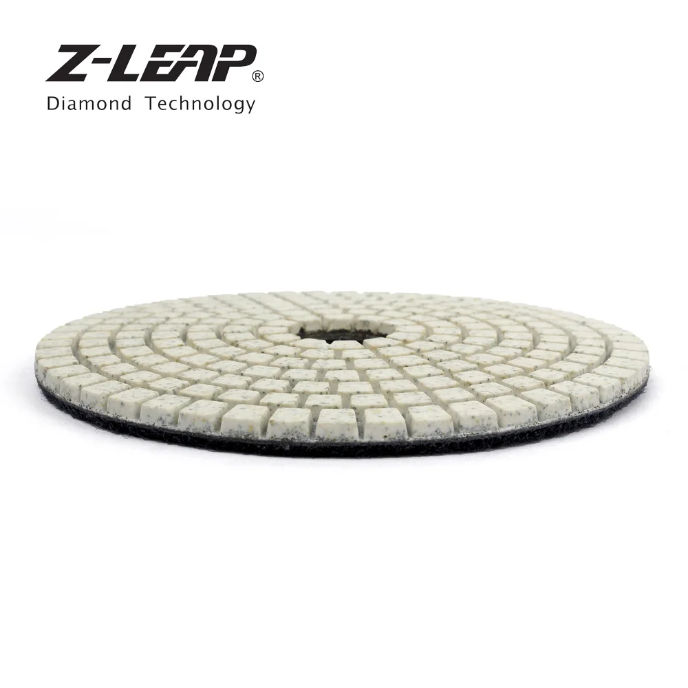 Z-LEAP 4-дюймовый 7 шт./компл. Алмазный Полировочный диск колодки бетонный гранитный мраморный пол шлифовальный диск мокрый Применение белый гибкие полосы света с абразивным кругом