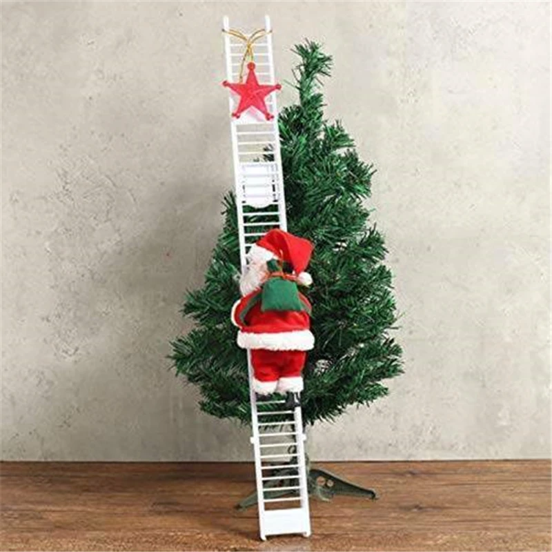 Escalera de escalada el&eacute;ctrica para Navidad, adornos navide&ntilde;os de Pap&aacute; Noel, decoraci&oacute;n colgante para &aacute;rbol de Navidad con m&uacute;sica, juguetes para ni&ntilde;os, regalos 2022-3
