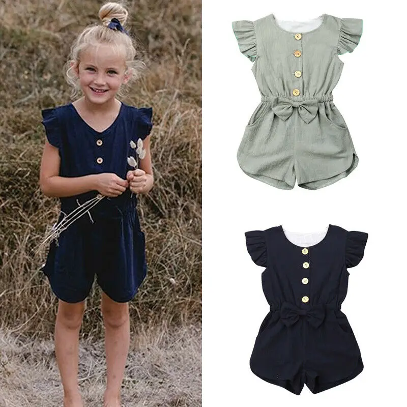 

Toddler Girl Clothes Kids Baby Girls Summer Ruffles Sleeve Romper One Piece Jumpsuit Outfits Toddler Clothes Sunsuit 1-6Y