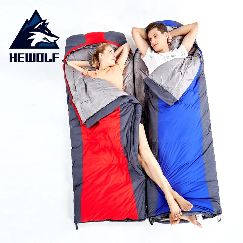 

Hewolf Winter Sleeping Bag Envelope Duck Down Thickening Camping Splicing Winproof Warm Sleeping For Outdoor Traveling Hiking