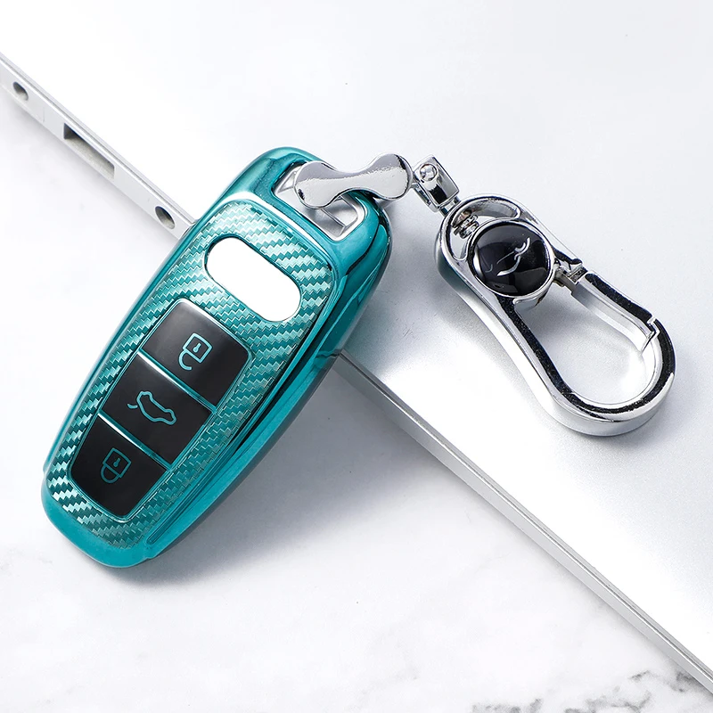 Роскошный чехол из углеродного волокна и ТПУ для автомобильных ключей с полным