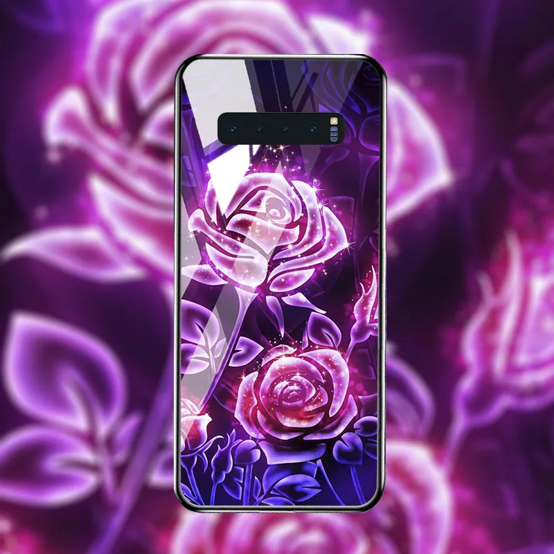 Tempered Glass phone Case For samsung galaxy S10 S9 S8 plus Cases Space Silicone Covers for S10E note 8 back |