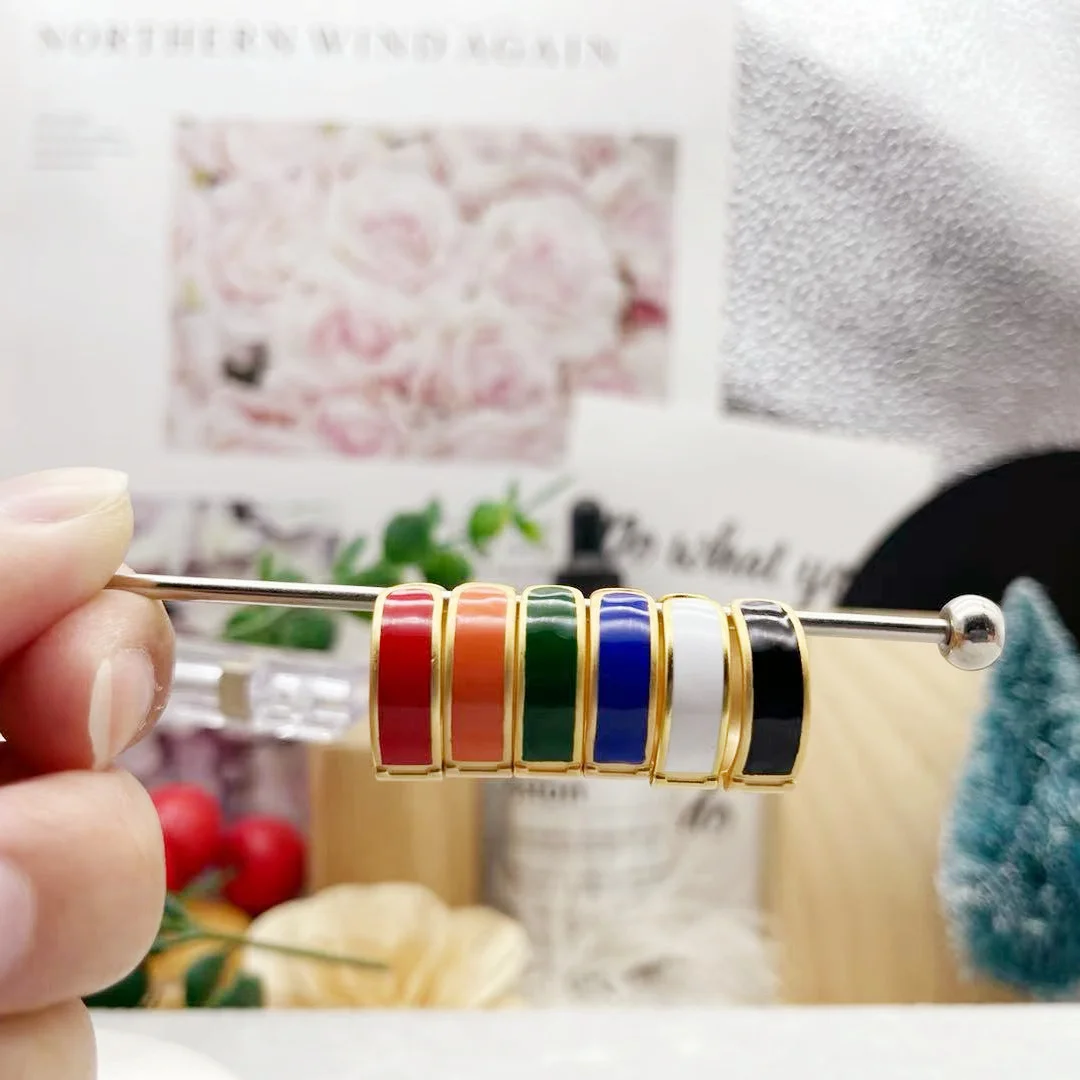 

3 d gold placer gold plated ring red enamel color glue female fashion H letter opening ring