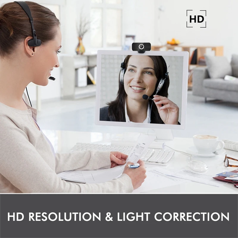 

Computer Camera, 1080P HD Home Webcast Live Video with USB Built-in Microphone Webcam